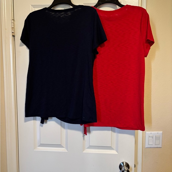 Women's I.N.C Navy and Red Ruched Tops - Picture 8 of 10